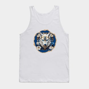 Wolf with Flowers Tank Top